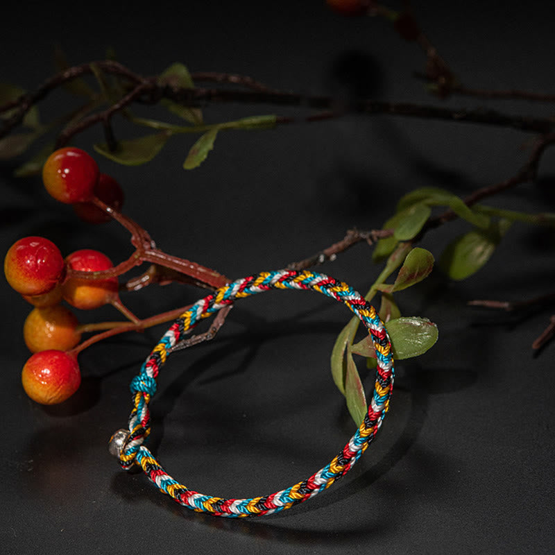 Buddha Stones Tibet Handmade Five Color Thread Protection Braid String Bracelet - image 5