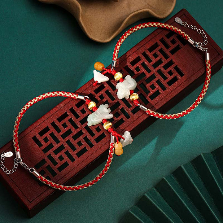 Buddha Stones Chinese Zodiac Jade Prosperity Red String Bracelet Anklet - image 0