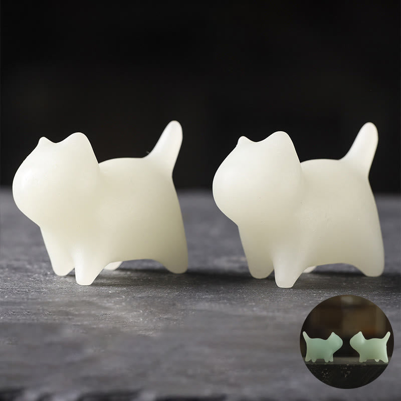 Buddha Stones 2Pcs Mini Cute Cat Glowstone Luminous Lucky Cat Energy Decoration - 4.4*3.5*2.3cm(2Pcs Cat) - image 1