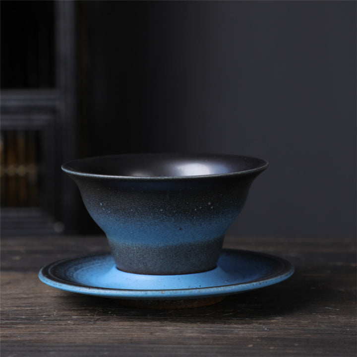 Buddha Stones Planet Design Ceramic Coffee Mug Rough Pottery Tea Coffee Cup With Saucer