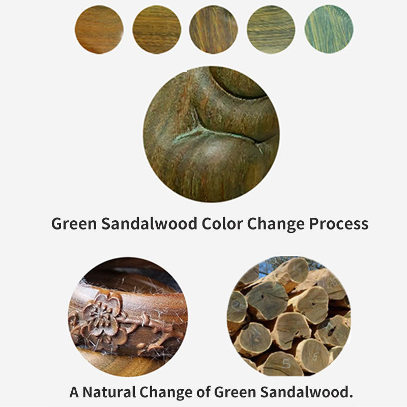 Buddha Stones Green Sandalwood Small Mini Cute Lucky Cat Peace Decorations - image 16