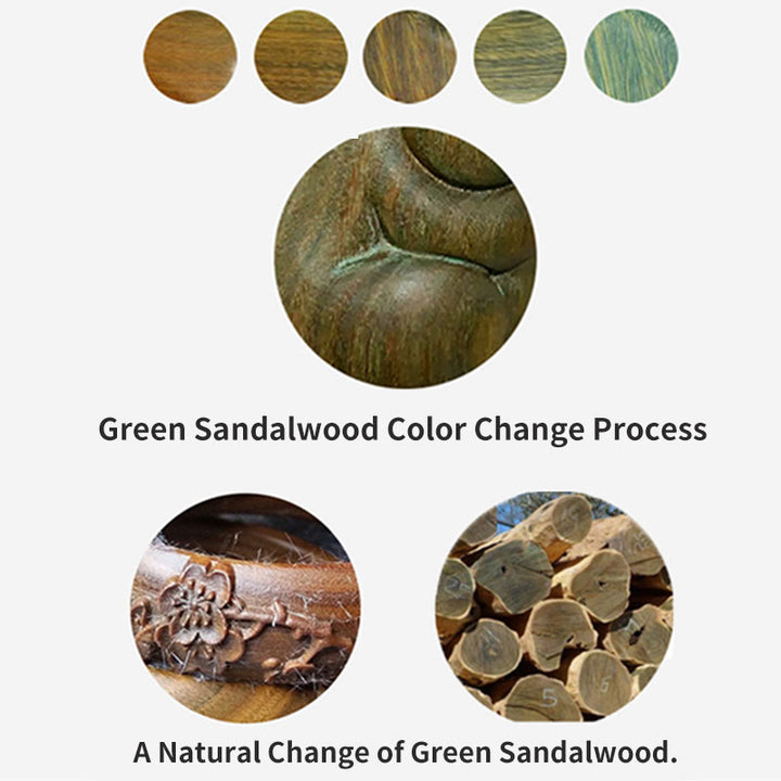 Buddha Stones Green Sandalwood Small Mini Cute Lucky Cat Peace Decorations - image 16