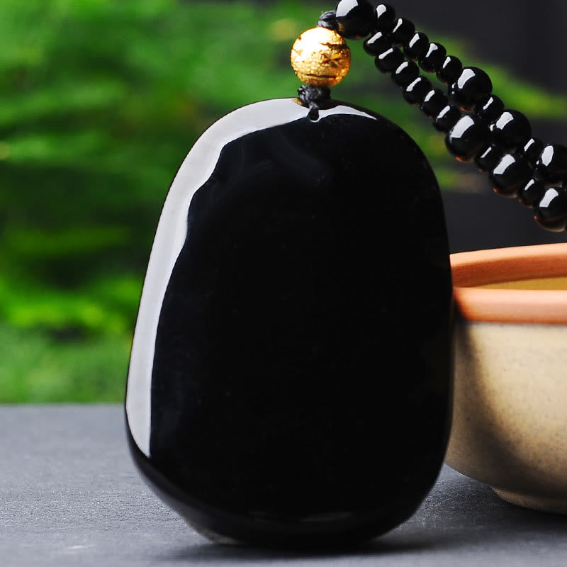 Buddha Stones 18k Gold-plated Dragon Obsidian Lucky Pendant Necklace - image 5