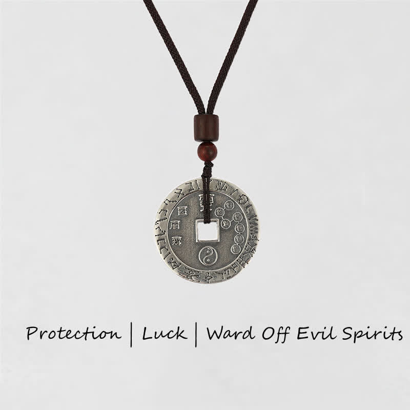 Buddha Stones Bagua Yin Yang Copper Coin Star Balance Energy Necklace Pendant - Bagua&Yin Yang - image 1