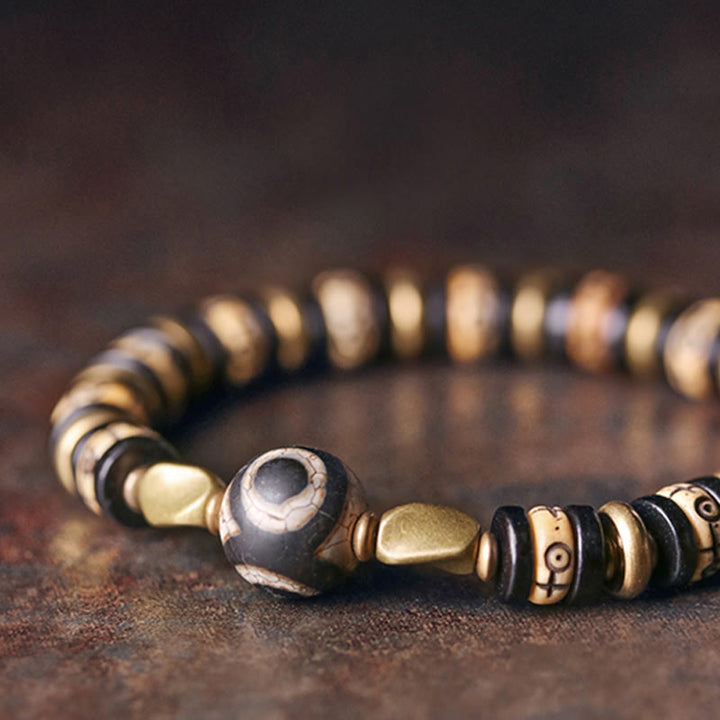 Buddha Stones Tibetan Bone Beads Ebony Wood Strength Bracelet