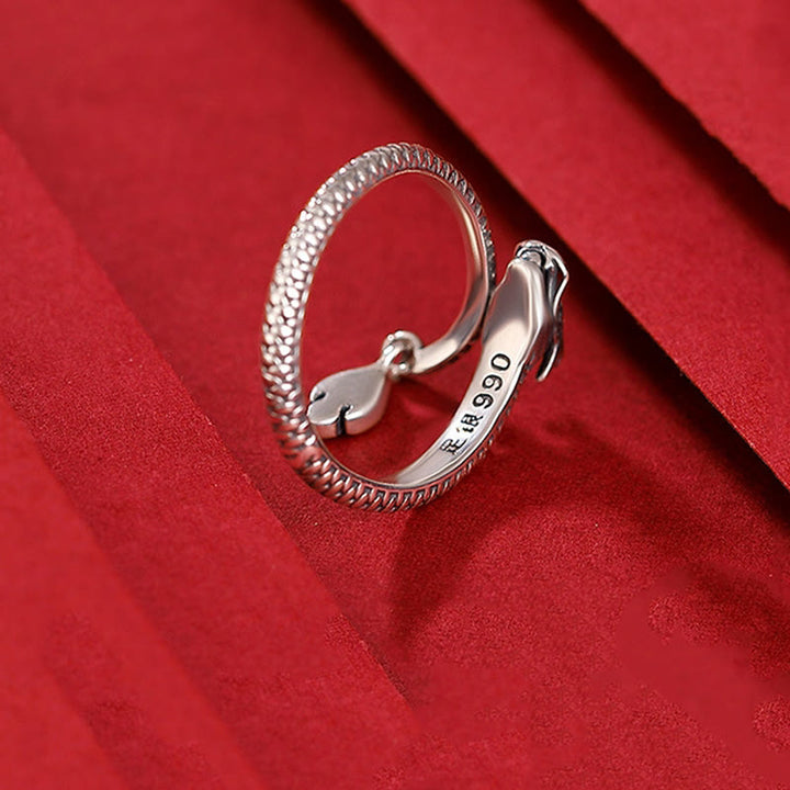 Buddha Stones 925 Sterling Silver Vintage Dragon Luck Protection Strength Adjustable Ring - image 21
