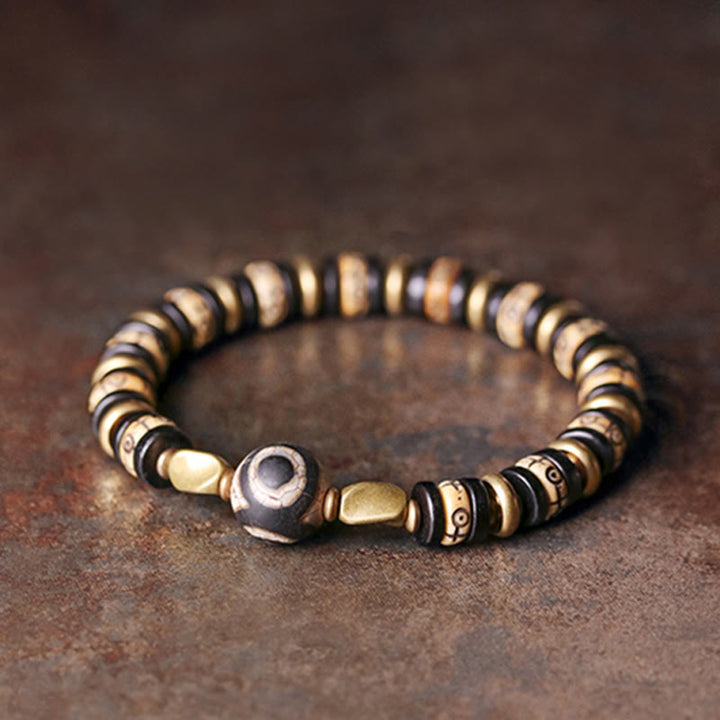 Buddha Stones Tibetan Bone Beads Ebony Wood Strength Bracelet