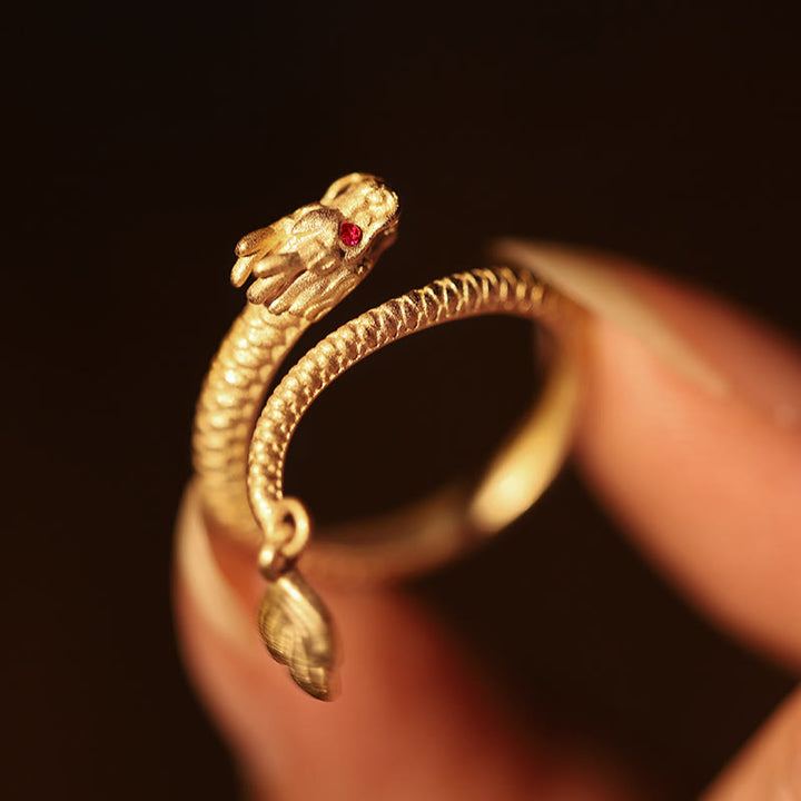 Buddha Stones 925 Sterling Silver Vintage Dragon Luck Protection Strength Adjustable Ring - image 4