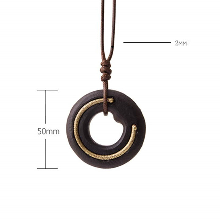 Buddha Stones Zen Circle Ebony Wood Peace Calm Necklace Pendant - image 17
