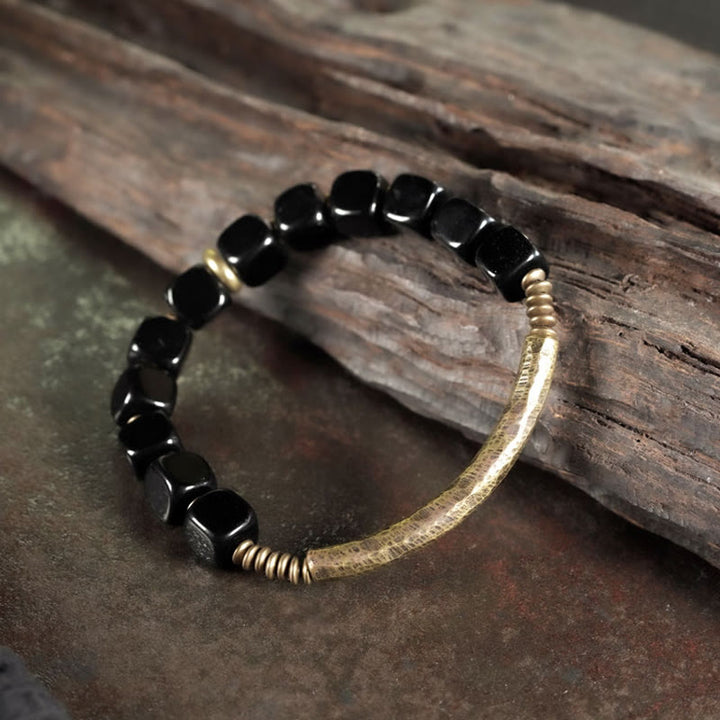 Buddha Stones Black Obsidian Crystal Copper Strength Couple Bracelet - image 8