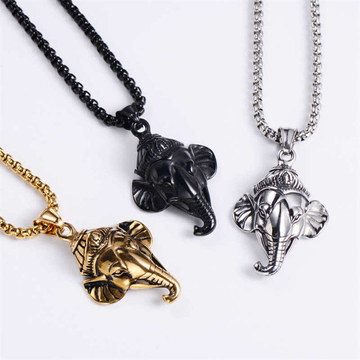 Ganesh Ganpati Elephant Titanium Steel Protection Pendant Necklace - image 6