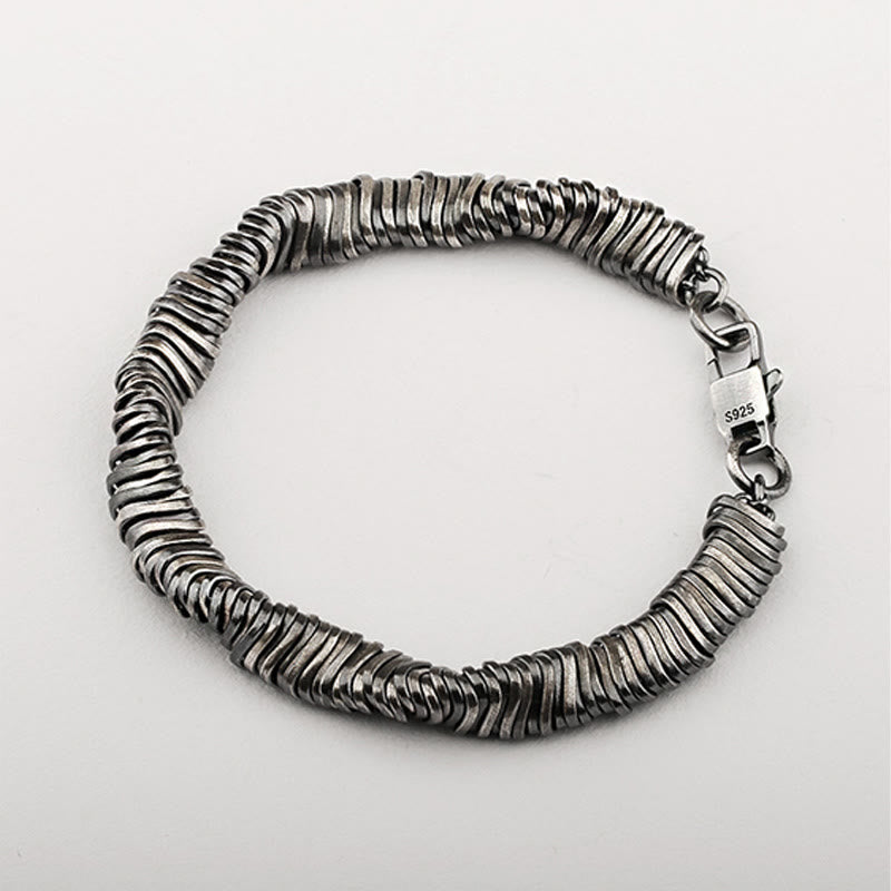 Buddha Stones 925 Sterling Silver Vintage Twisted Design Wealth Healing Chain Bracelet - image 4