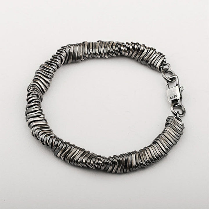 Buddha Stones 925 Sterling Silver Vintage Twisted Design Wealth Healing Chain Bracelet - image 4