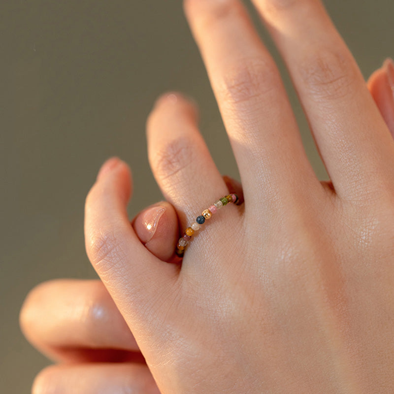 Buddha Stones Natural Tourmaline Positive Love Ring