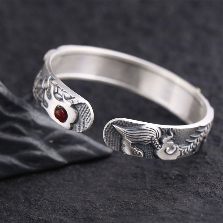 999 Sterling Silver Dragon Strength Protection Bracelet Bangle - image 4