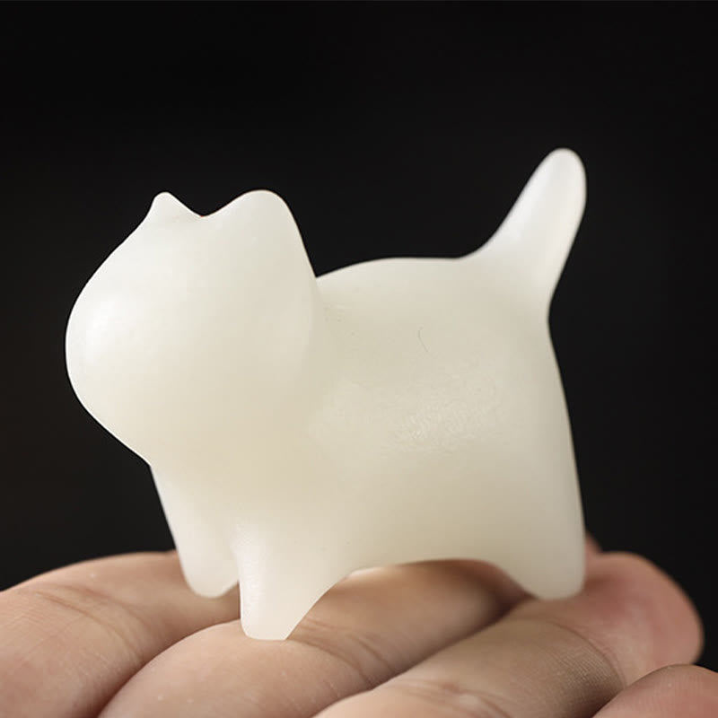 Buddha Stones 2Pcs Mini Cute Cat Glowstone Luminous Lucky Cat Energy Decoration - image 6