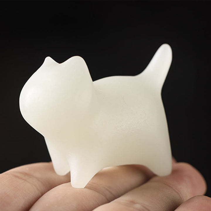 Buddha Stones 2Pcs Mini Cute Cat Glowstone Luminous Lucky Cat Energy Decoration - image 6