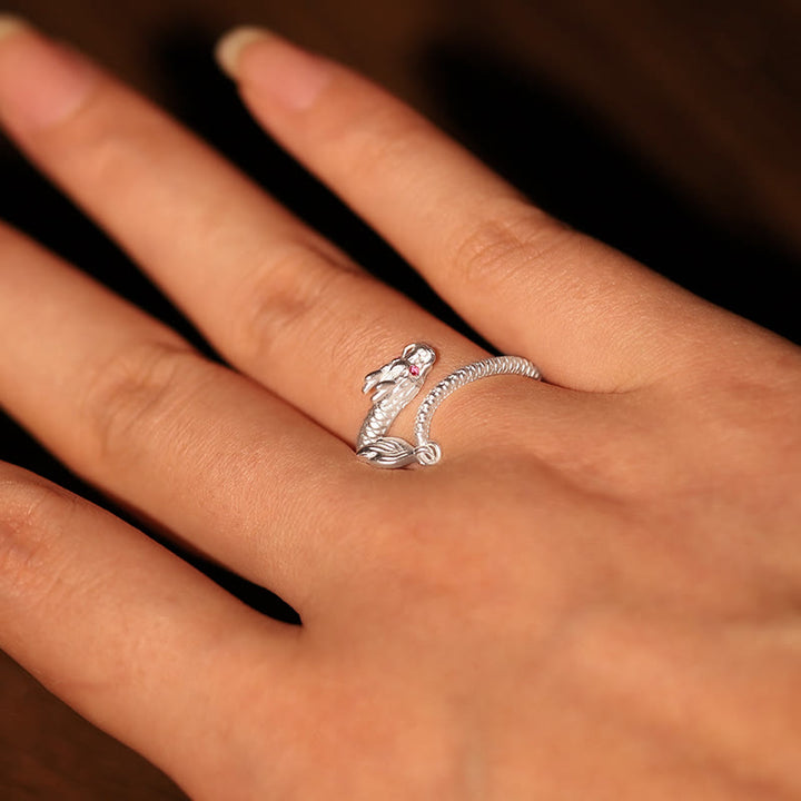 Buddha Stones 925 Sterling Silver Vintage Dragon Luck Protection Strength Adjustable Ring - image 16