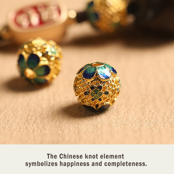 Buddha Stones Ebony Wood Lucky Cat Auspicious Cloud Peace Key Chain Phone Hanging Decoration - image 15