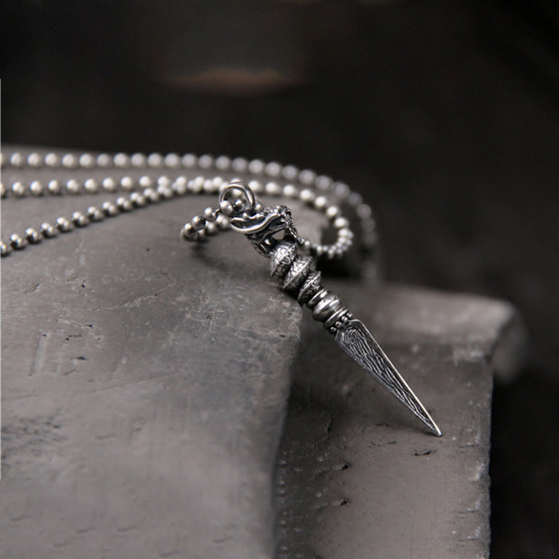 ❗❗❗A Flash Sale- Buddha Stones 925 Sterling Silver Year of the Dragon Design Dorje Vajra Protection Necklace Pendant - image 1