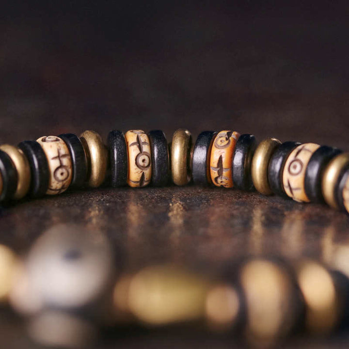 Buddha Stones Tibetan Bone Beads Ebony Wood Strength Bracelet