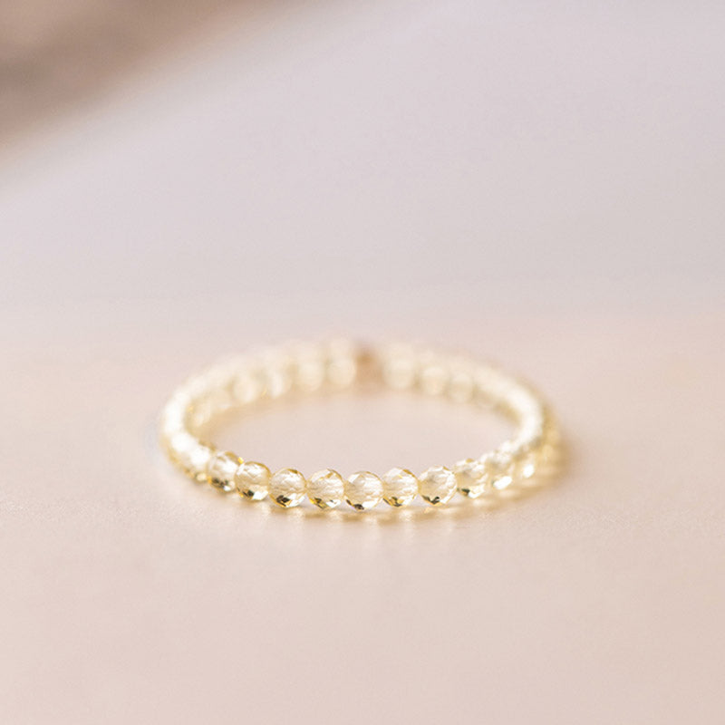 Buddha Stones Natural Citrine Happiness Prosperity Ring