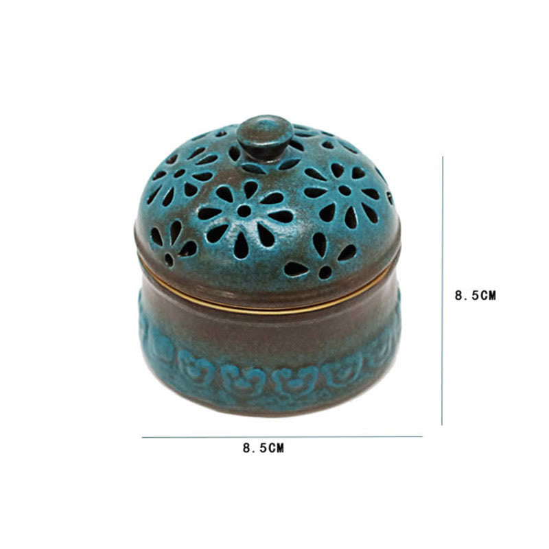 Buddha Stones Mini Hollow Spiritual Meditation Ceramic Small Incense Burner Decoration