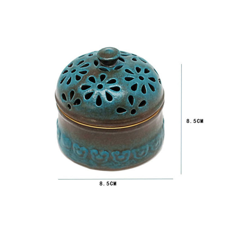 Buddha Stones Mini Hollow Spiritual Meditation Ceramic Small Incense Burner Decoration