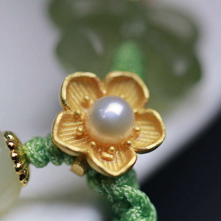 925 Sterling Silver Jade Luck Flower Butterfly Bracelet