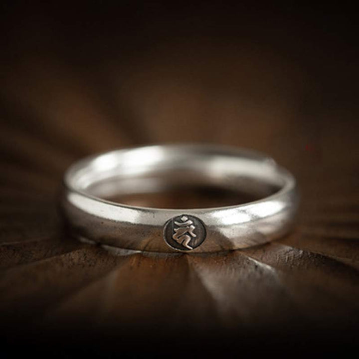 925 Sterling Silver Chinese Zodiac Natal Buddha Blessing Couple Ring