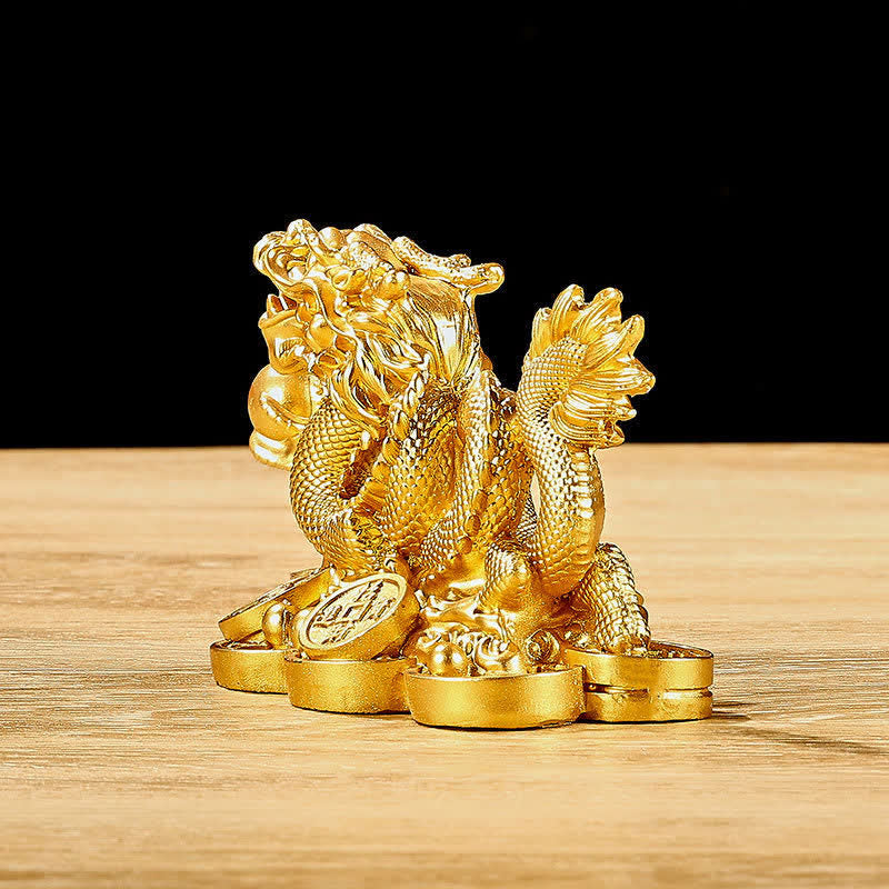 Feng Shui Dragon Copper Coin Wealth Success Luck Decoration