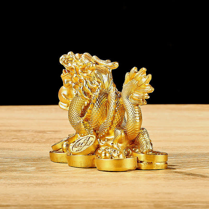 Feng Shui Dragon Copper Coin Wealth Success Luck Decoration