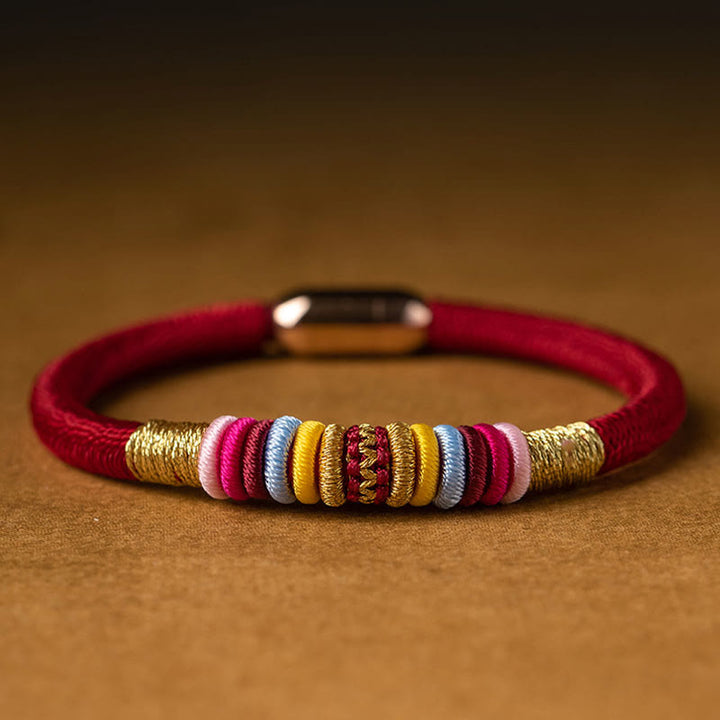 Buddha Stones Tibetan Handmade King Kong Knot Protection Magnetic Buckle Braided Bracelet