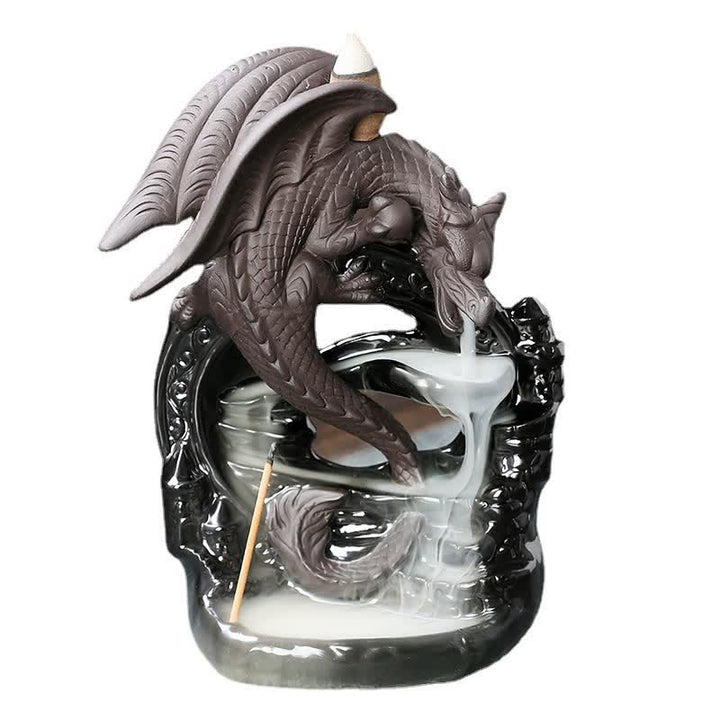 Nordic Pterosaur Dragon Ceramic Backflow Smoke Fountain Protection Healing Incense Burner Decoration