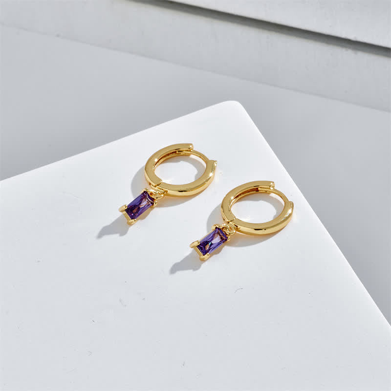 Buddha Stones Baguette Hoop Dangle Luck Drop Zrcon Earrings