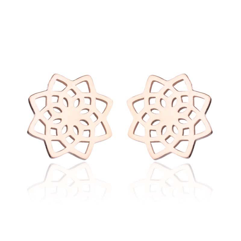 Tibetan Lotus Pattern New Beginning Stud Earrings