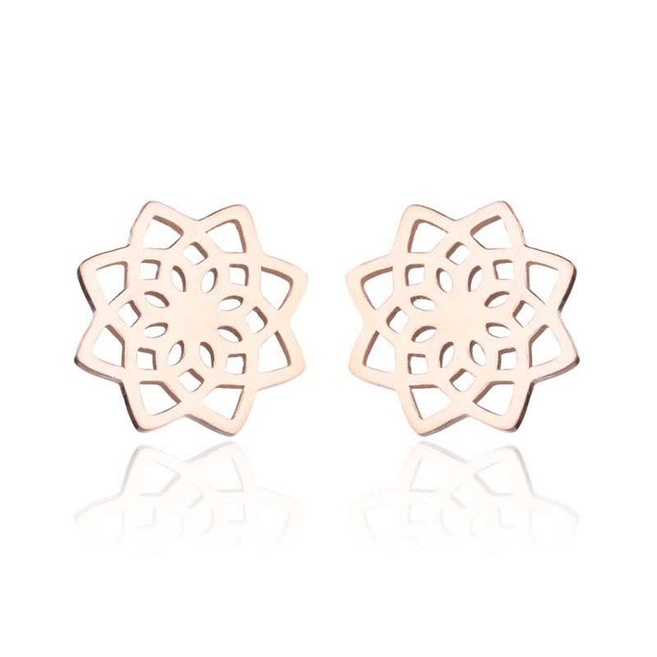 Tibetan Lotus Pattern New Beginning Stud Earrings
