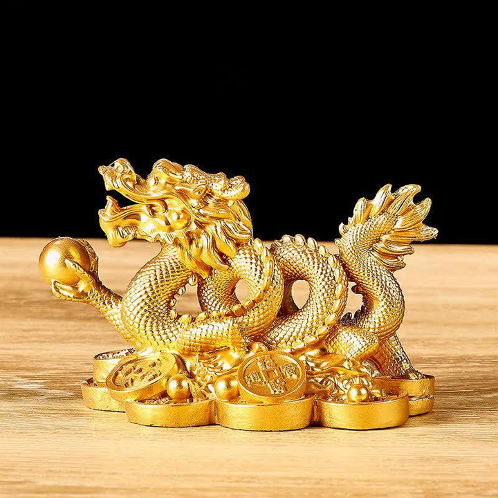 Feng Shui Dragon Copper Coin Wealth Success Luck Decoration