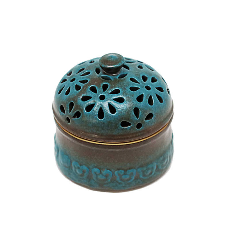 Buddha Stones Mini Hollow Spiritual Meditation Ceramic Small Incense Burner Decoration