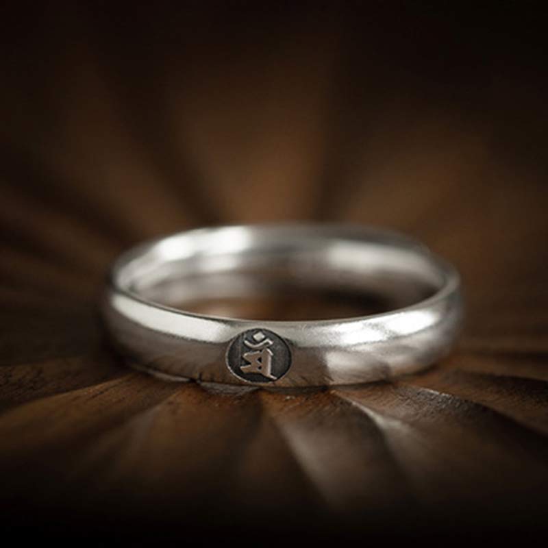 925 Sterling Silver Chinese Zodiac Natal Buddha Blessing Couple Ring