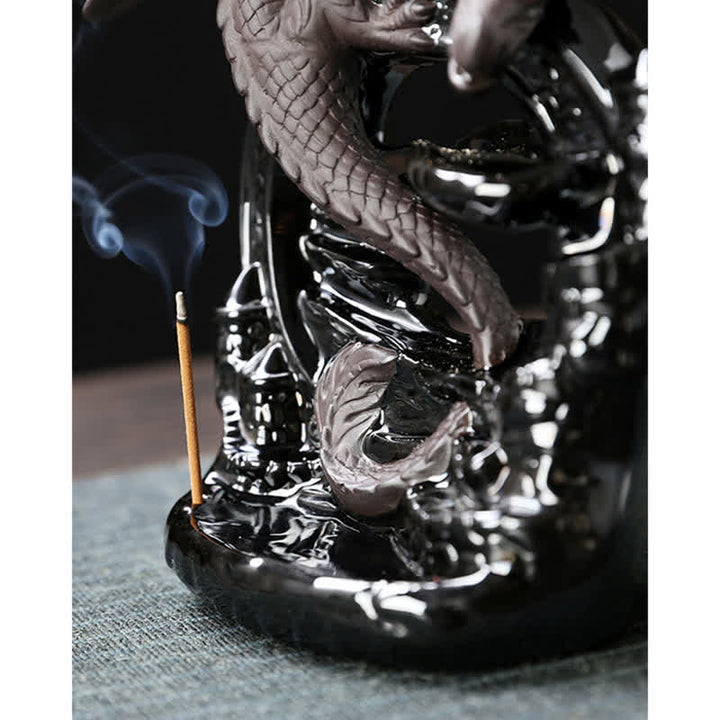 Nordic Pterosaur Dragon Ceramic Backflow Smoke Fountain Protection Healing Incense Burner Decoration