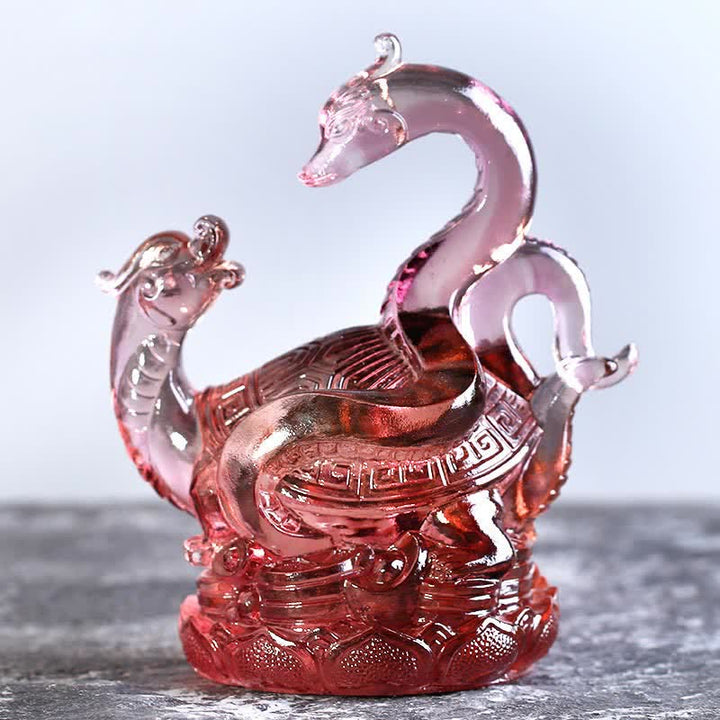 Feng Shui Four Symbols Azure Dragon Handmade Liuli Crystal Art Piece Home Office Decoration