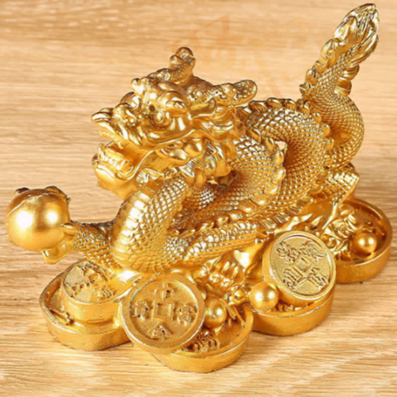 Feng Shui Dragon Copper Coin Wealth Success Luck Decoration