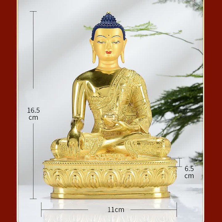 Buddha Shakyamuni Figurine Enlightenment Copper Statue Home Offering Decoration