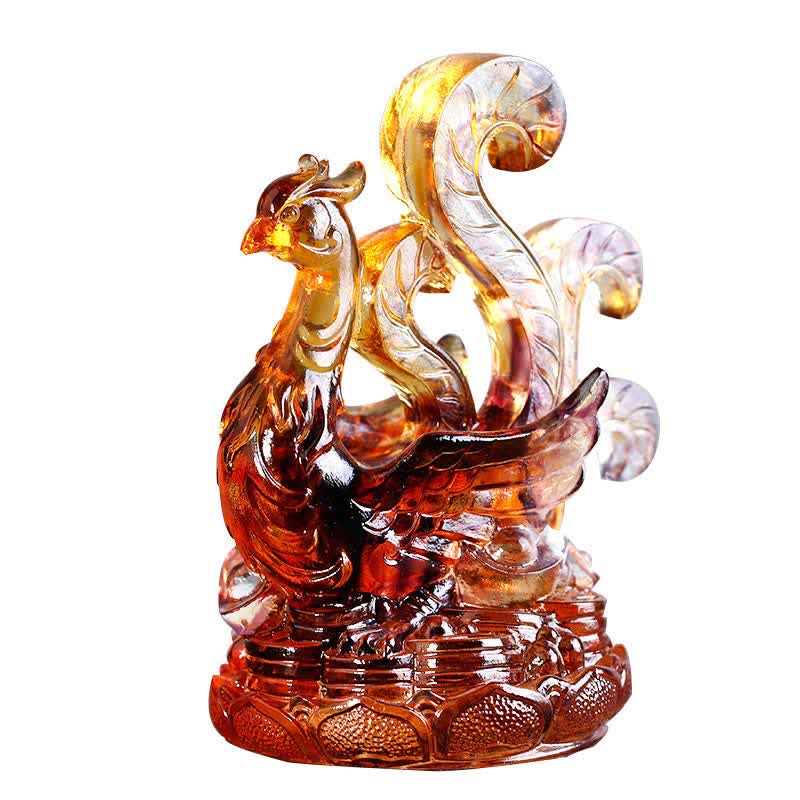 Feng Shui Four Symbols Azure Dragon Handmade Liuli Crystal Art Piece Home Office Decoration