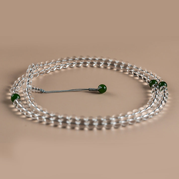 108 Beads White Crystal Jade Meditation Bracelet Mala