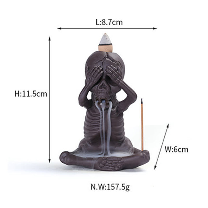Little Skull Ghost Purple Clay Backflow Smoke Fountain Peace Incense Burner Decoration