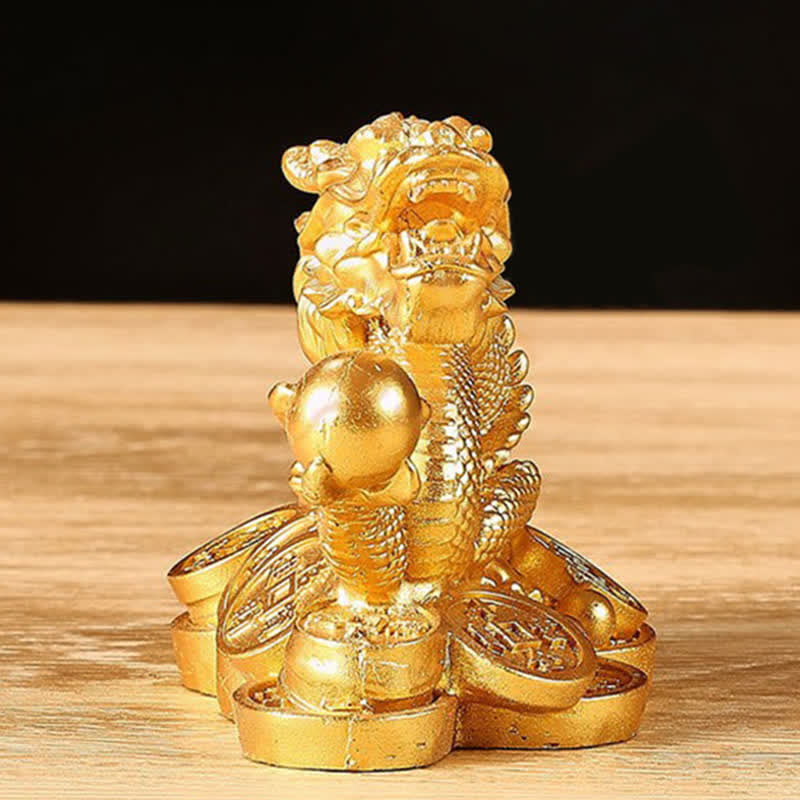 Feng Shui Dragon Copper Coin Wealth Success Luck Decoration