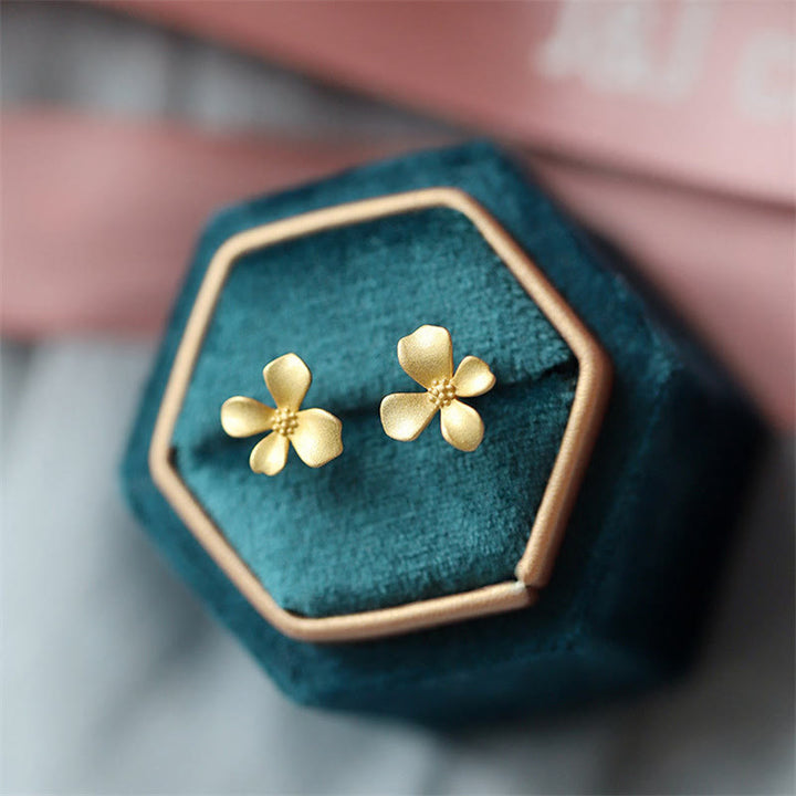 Gardenia Flower Design Luck Stud Earrings