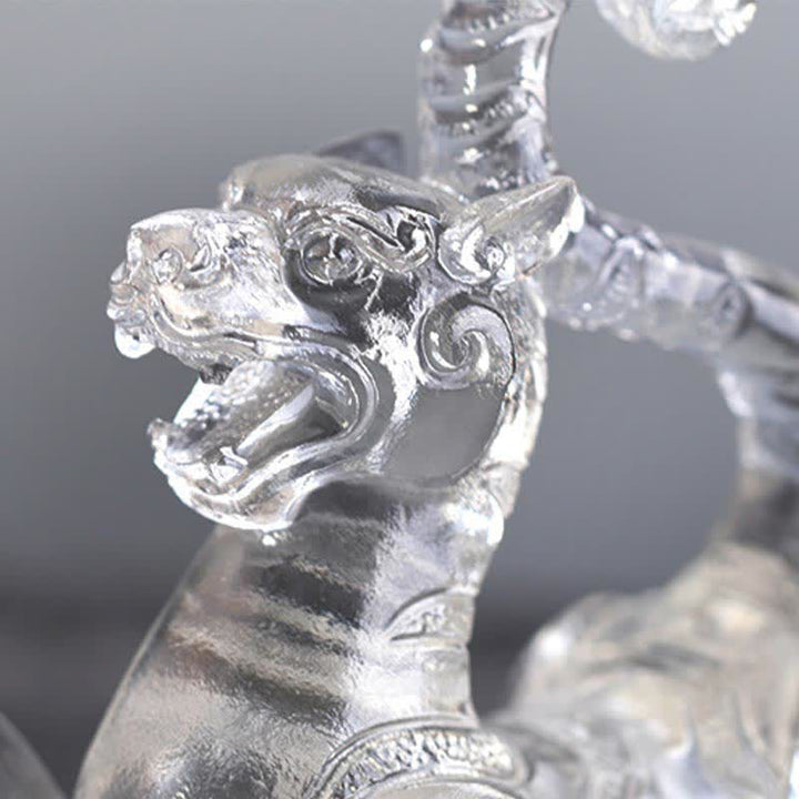 Feng Shui Four Symbols Azure Dragon Handmade Liuli Crystal Art Piece Home Office Decoration